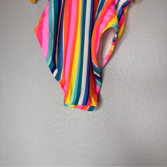 New Cat & Jack Girls XL Multi Colored Striped Swimsuit Bathing Suit - Picture 15 of 16